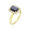 Thumbnail Image 1 of 9ct Yellow Gold Blue Sapphire & 0.25ct Diamond Halo Ring