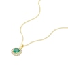 Thumbnail Image 1 of 9ct Yellow Gold Emerald & 0.15ct Diamond Cushion Halo Pendant