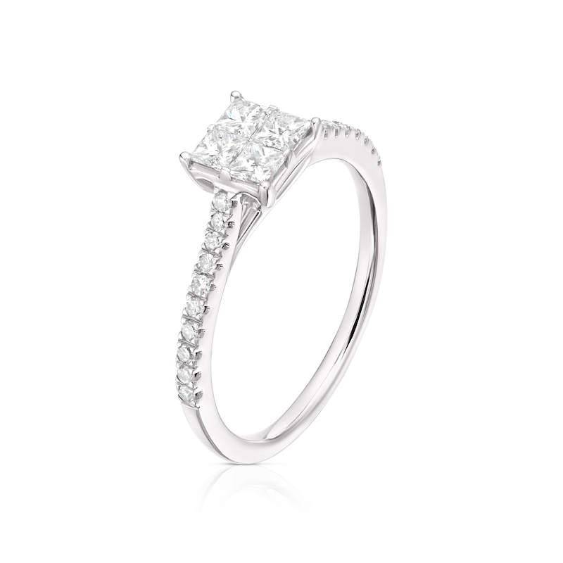 14ct White Gold 0.50ct Diamond Princess Cut Cluster Ring