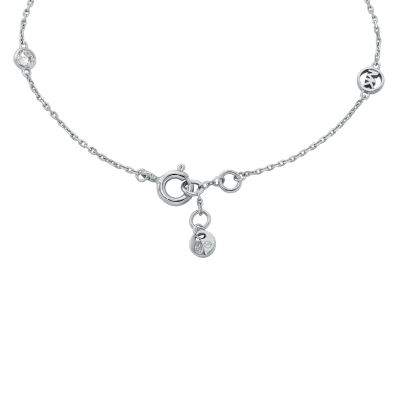 Michael Kors Sterling Silver 6.5 Inch & Cubic Zirconia Station Bracelet