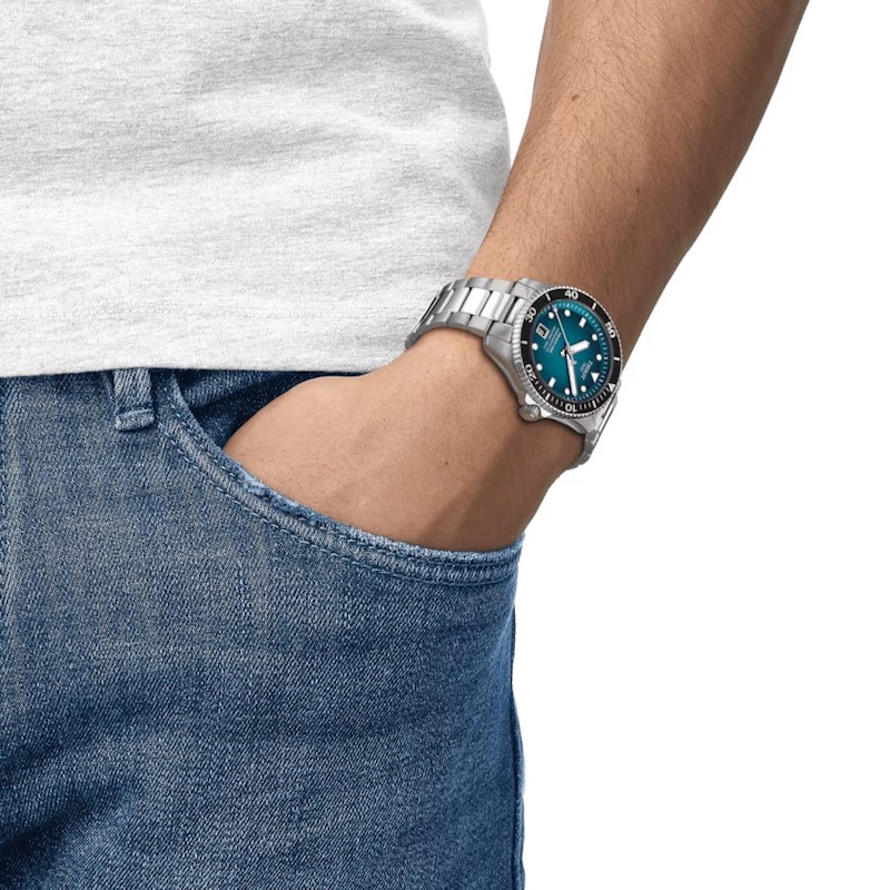 Tissot Seastar 1000 Men's Teal Blue Dial & Stainless Steel Bracelet Watch