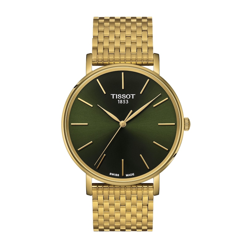 Tissot Everytime Men's Green Dial & Gold-Tone Mesh Bracelet Watch