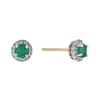 Thumbnail Image 0 of 9ct Yellow Gold Emerald & 0.10ct Diamond Stud Earrings