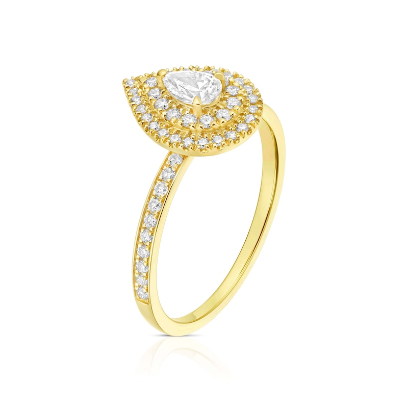 18ct Yellow Gold 0.50ct Diamond Pear Shaped Double Halo Ring