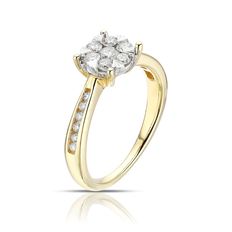 9ct Yellow Gold 0.50ct  Diamond Cluster Ring