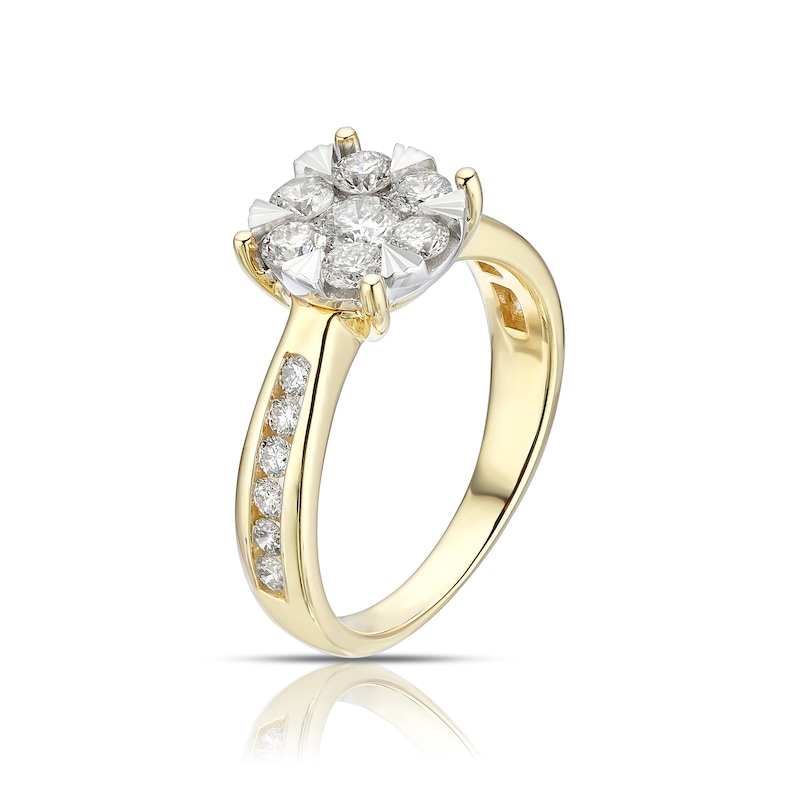 9ct Yellow Gold 1ct  Diamond Cluster Ring