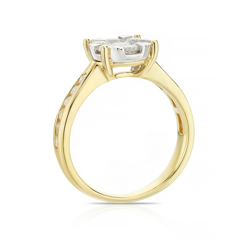 9ct Yellow Gold 1ct  Diamond Cluster Ring