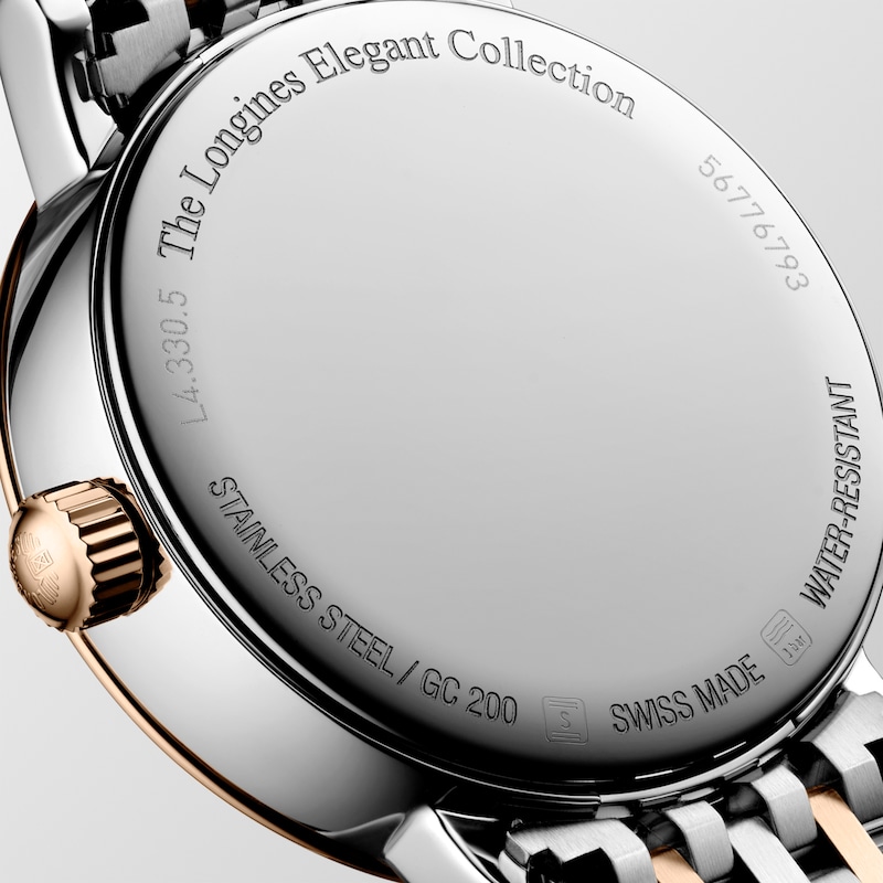 Longines Elegant Ladies' Diamond 18ct Rose Gold & Stainless Steel Watch