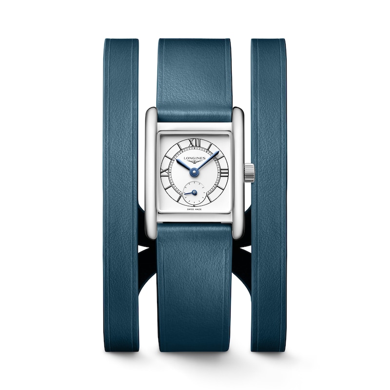 Longines Mini DolceVita Blue Leather Double Strap Watch